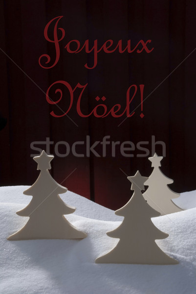 Three White Trees, Snow, Joyeux Noel Means Merry Christmas Stock photo © Nelosa