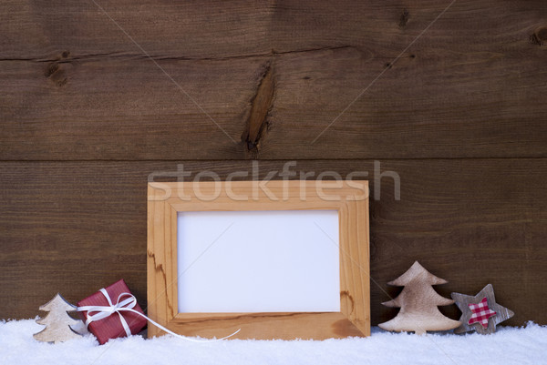 Foto d'archivio: Frame · rosso · Natale · decorazione · copia · spazio · neve