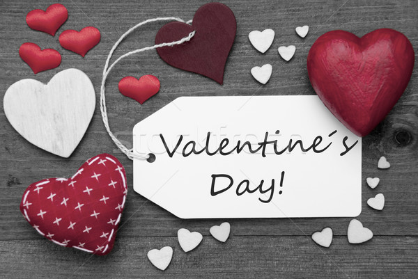 Black And White Label, Red Hearts, Text Valentines Day Stock photo © Nelosa