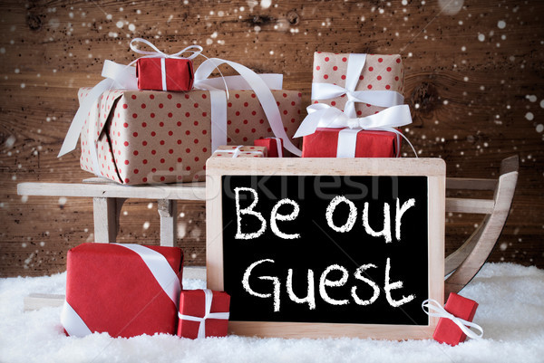 Sleigh With Gifts, Snow, Snowflakes, Text Be Our Guest Stock photo © Nelosa