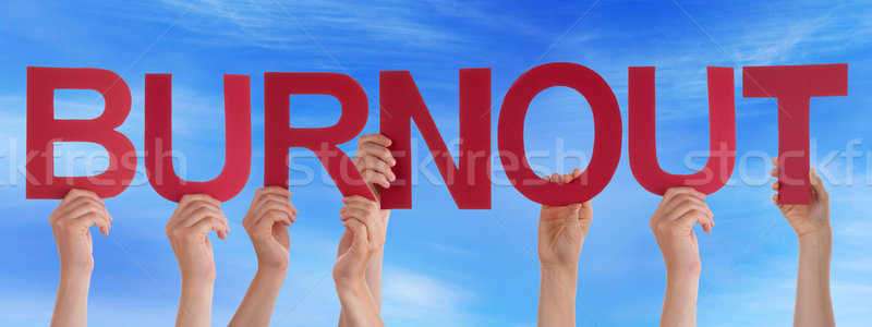 Many People Hands Holding Red Straight Word Burnout Blue Sky Stock photo © Nelosa