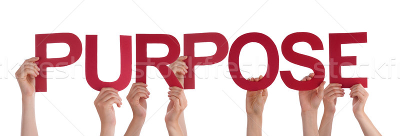 Stock photo: Many People Hands Holding Red Straight Word Purpose