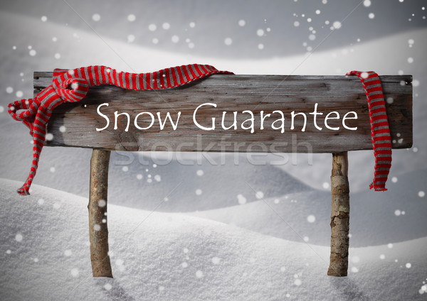 Brown Christmas Sign Snow Guarantee, Snow, Red Ribbon, Snowflake Stock photo © Nelosa