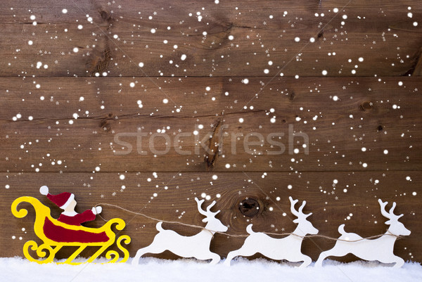 Santa Claus Sled, Reindeer, Snow, Copy Space, Snowflakes Stock photo © Nelosa