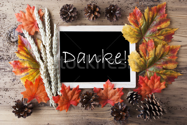 Chalkboard With Autumn Decoration, Danke Means Thank You Stock photo © Nelosa