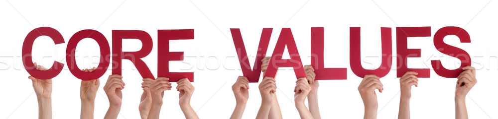 People Hands Hold Red Straight Word Core Values  Stock photo © Nelosa
