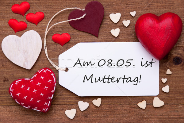 Label With Red Hearts, Muttertag Mean Mothers Day Stock photo © Nelosa