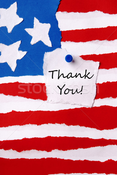 Stock photo: Thank You Note on American Paper Flag