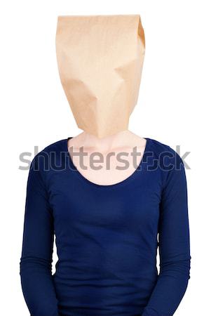 Persoon hoofd blanco papier zak exemplaar ruimte Stockfoto © Nelosa