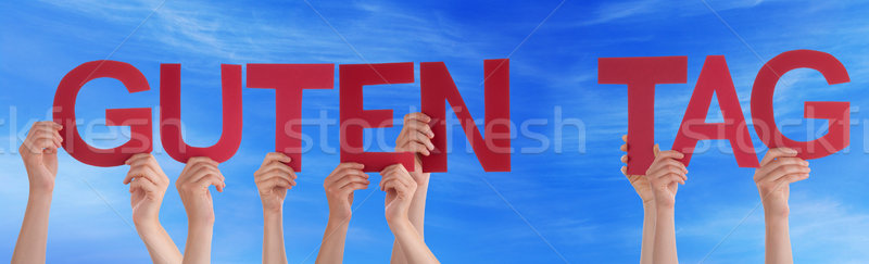 People Straight German Word Guten Tag Means Good Day Sky Stock photo © Nelosa