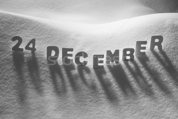 Weiß Wort 24 Dezember Schnee Briefe Stock foto © Nelosa