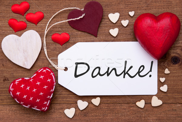 Label With Red Hearts, Danke Mean Thank  You Stock photo © Nelosa