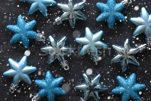 Blue Or Turquoise Christmas Tree Balls As Texture, Snowflakes Stock photo © Nelosa