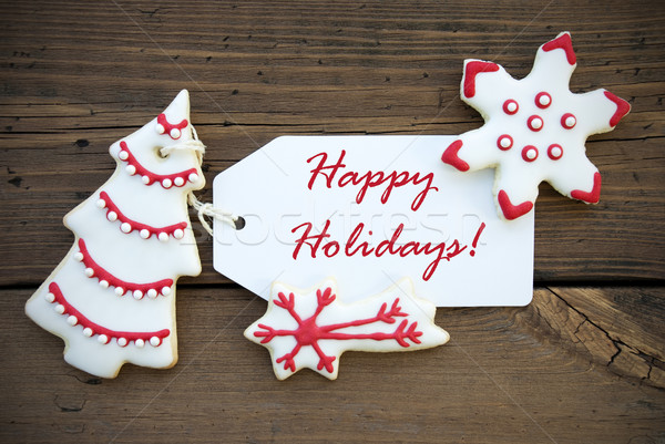 Red White Winter Background with Happy Holiday Greetings Stock photo © Nelosa