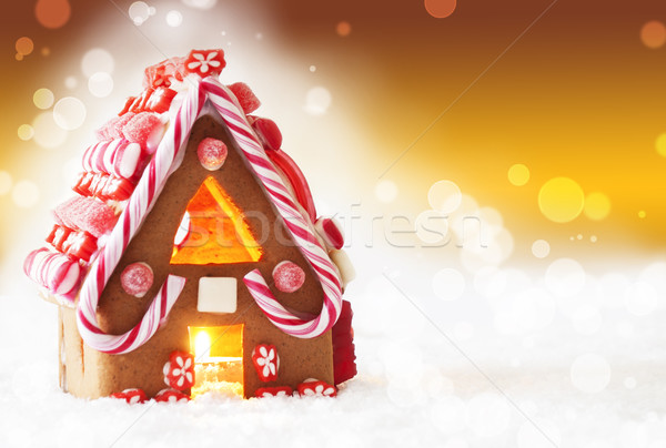 Gingerbread House, Golden Bokeh Background, Copy Space Stock photo © Nelosa