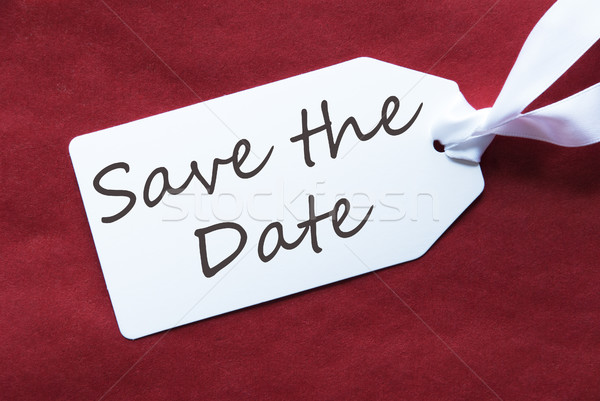 One Label On Red Background, English Text Save The Date Stock photo © Nelosa