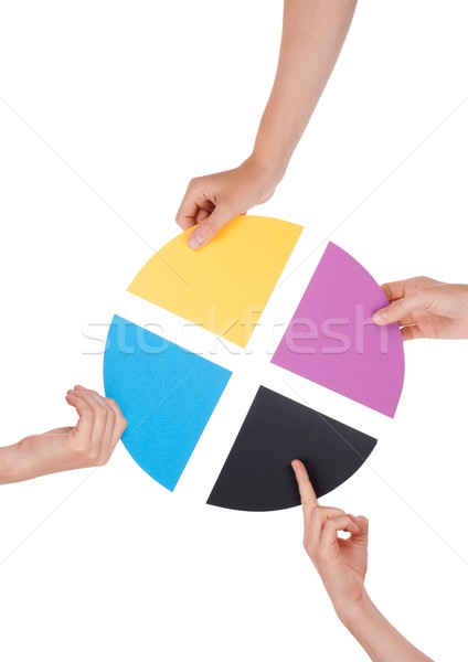 Zdjęcia stock: Ręce · kolorowy · sztuk · cztery · kółko