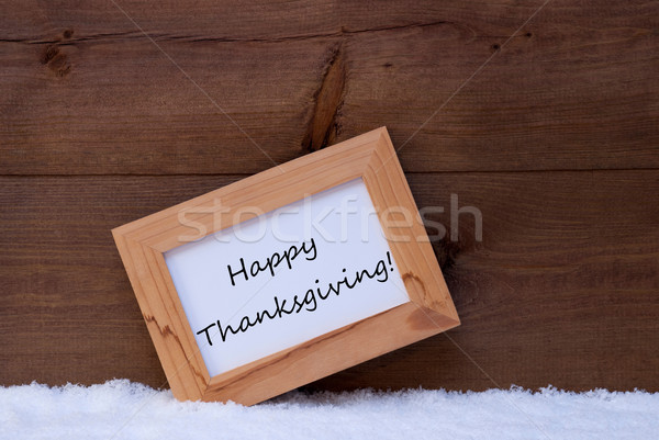 Christmas Card With Picture Frame, Happy Thanksgiving, Snow Stock photo © Nelosa