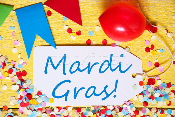 Party Label With Balloon, Text Mardi Gras, Macro Stock photo © Nelosa