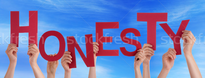 Many People Hands Holding Red Word Honesty Blue Sky Stock photo © Nelosa