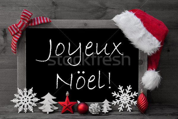 Blackboard Santa Hat Joyeux Noel Means Merry Christmas  Stock photo © Nelosa