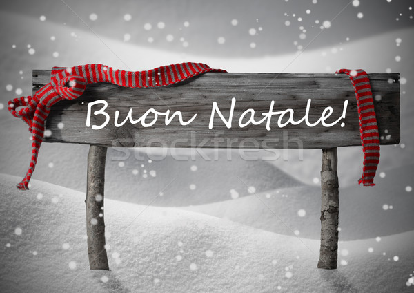 Sign Buon Natale Means Merry Christmas,Snow, Snowfalkes Stock photo © Nelosa