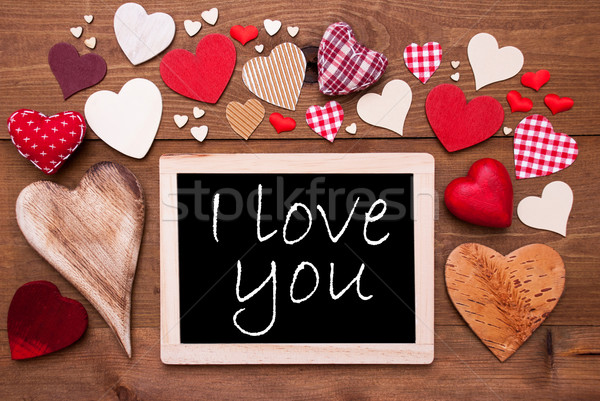 One Chalkbord, Many Red Hearts, I Love You Stock photo © Nelosa