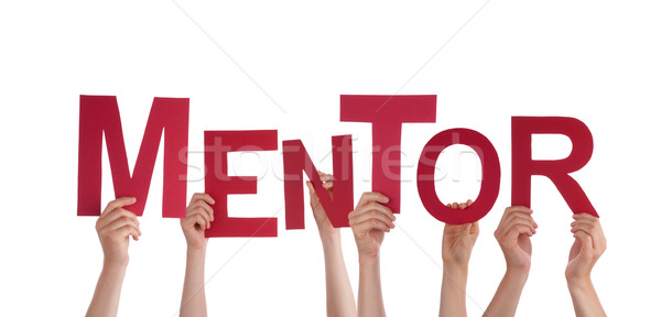 Handen mentor veel Rood woord Stockfoto © Nelosa