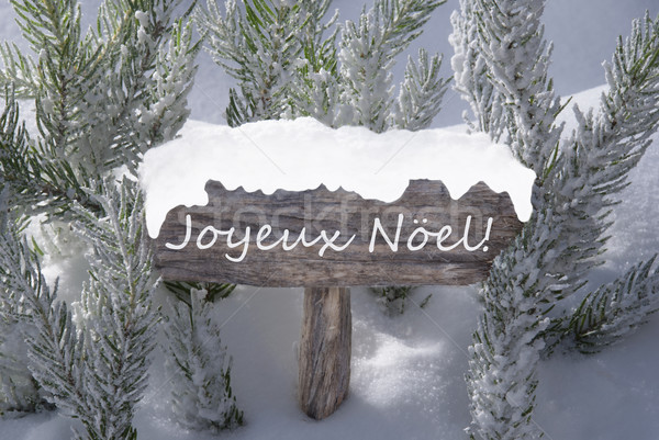 Sign Snow Fir Tree Joyeux Noel Means Merry Christmas Stock photo © Nelosa