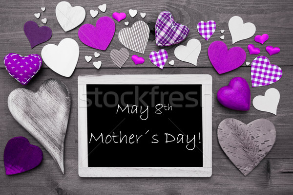 Black And White Chalkbord, Purple Hearts, Mothers Day Stock photo © Nelosa