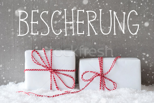 Two Gifts With Snowflakes, Bescherung Means Gift Giving Stock photo © Nelosa