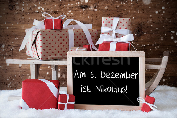 Sleigh With Gifts, Snow, Snowflakes, Nikolaus Means Nicholas Day Stock photo © Nelosa