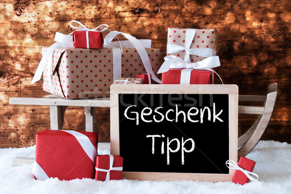 Sleigh With Gifts, Snow, Bokeh, Geschenk Tipp Means Gift Tip Stock photo © Nelosa