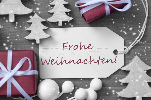 Label Geschenk Schneeflocken heiter Weihnachten schwarz weiß Stock foto © Nelosa