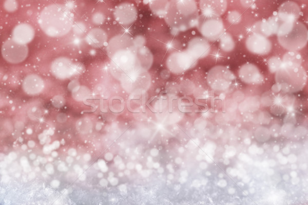 Red Christmas Background With Snow, Snwoflakes, Stars And Bokeh Stock photo © Nelosa