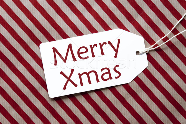 Label On Red Wrapping Paper, Text Merry Xmas Stock photo © Nelosa