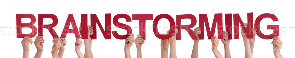 Hands Holding Red Straight Word Brainstorming  Stock photo © Nelosa