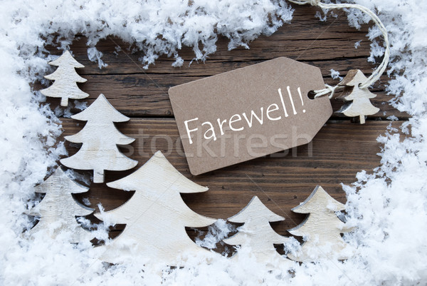 Label Weihnachten Bäume Schnee Abschied braun Stock foto © Nelosa