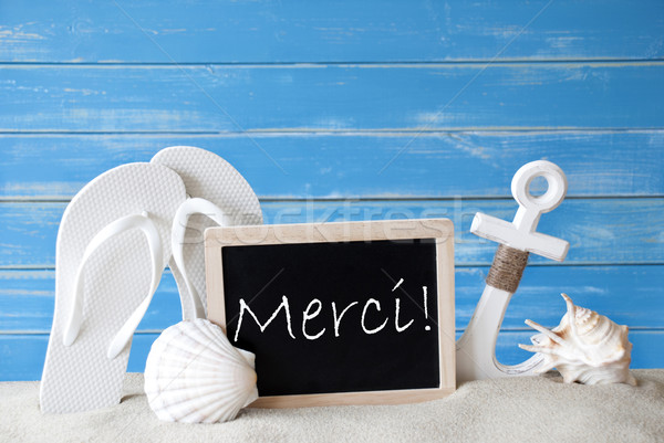 Summer Card With Merci Means Thank You Stock photo © Nelosa