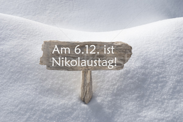 Sign With Snow Nikolaustag Means St Nicholas Day Stock photo © Nelosa