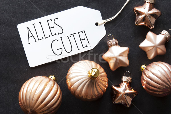 Bronze Christmas Tree Balls, Alles Gute Means Best Wishes Stock photo © Nelosa