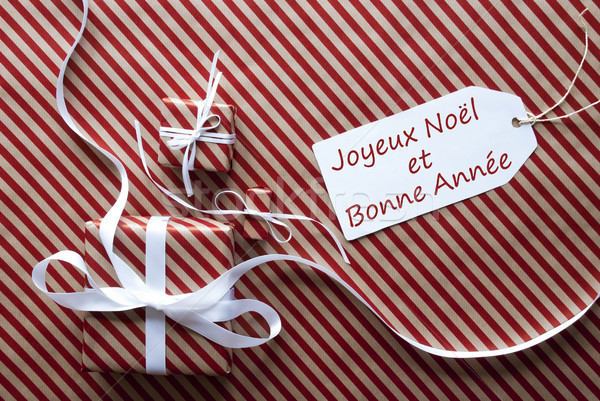 Gifts With Bonne Annee Means Happy New Year Stock photo © Nelosa