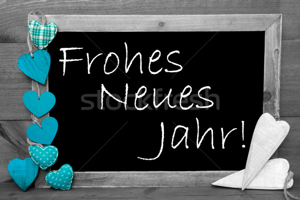 Black Blackbord, Hearts, Frohes Neues Means Happy New Year Stock photo © Nelosa