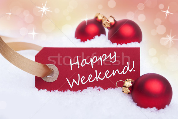 Stock photo: Winter Label with Happy Weekend