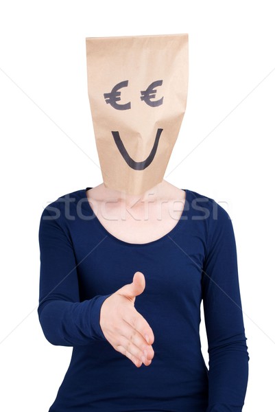 Euro fej személy mosolyog kézfogás kézmozdulat Stock fotó © Nelosa