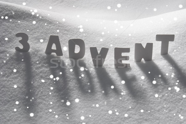 White Word 3 Advent Means Christmas Time On Snow, Snowflakes Stock photo © Nelosa