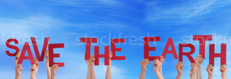 Hands Holding Save The Earth in the Sky Stock photo © Nelosa