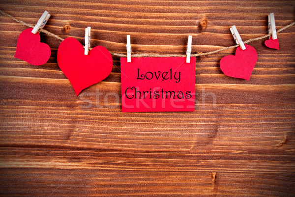 Kırmızı etiket Noel etiket dört kalpler Stok fotoğraf © Nelosa
