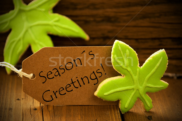 Brown Organic Label With English Text Seasons Greetings Stock photo © Nelosa
