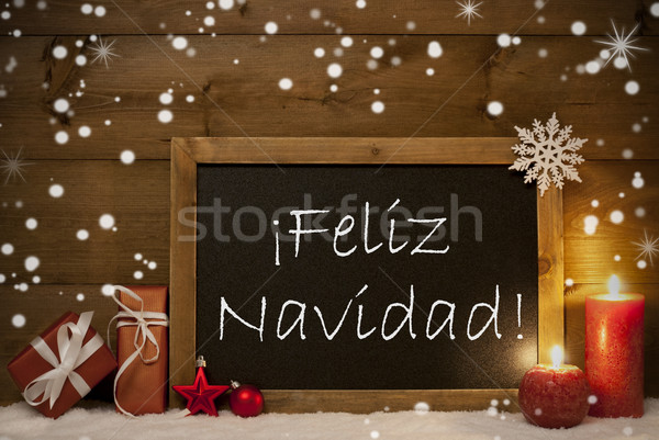 Card, Blackboard, Snowflakes, Feliz Navidad Mean Merry Christmas Stock photo © Nelosa